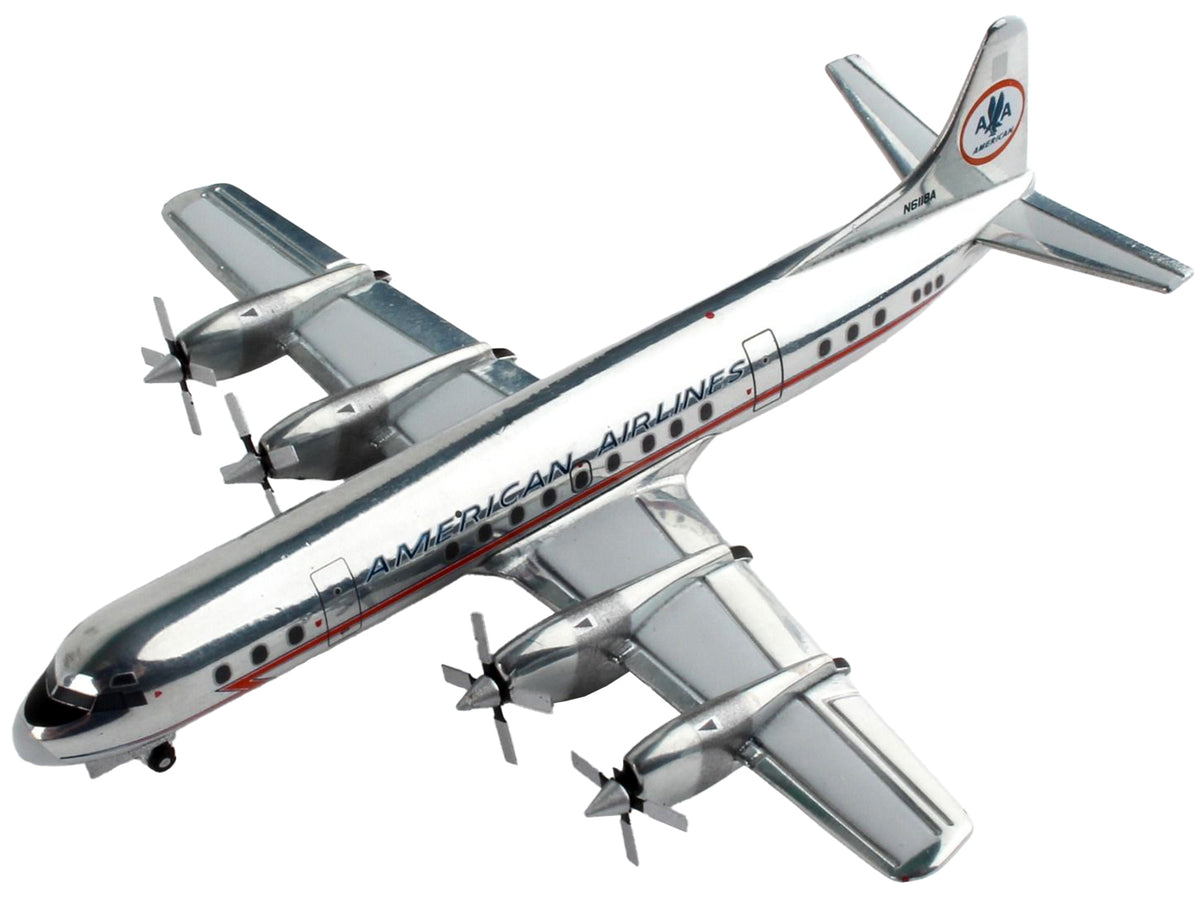 Lockheed L-188 Electra Commercial Aircraft "American Airlines" Silver with Red Stripes 1/400 Diecast Model Airplane by GeminiJets - image 3