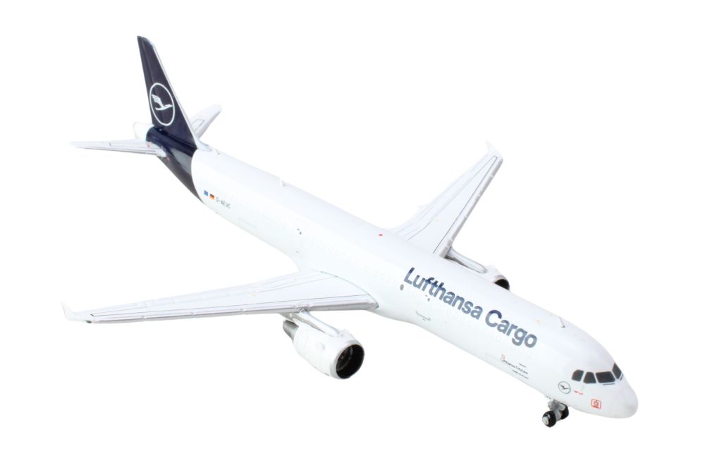 Airbus A321P2F Commercial Aircraft "Lufthansa Cargo" (D-AEUC) White with Blue Tail 1/400 Diecast Model Airplane by GeminiJets - image 2