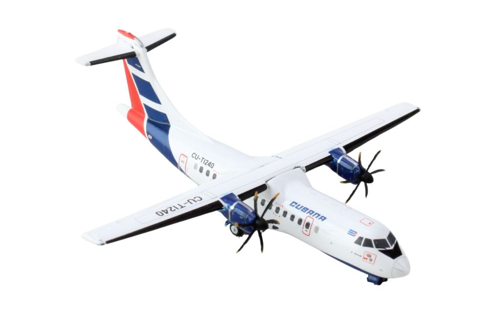 ATR 42-500 Commercial Aircraft "Cubana Airlines" (CU-T1240) White with Red and Blue Stripes 1/400 Diecast Model Airplane by GeminiJets - image 2
