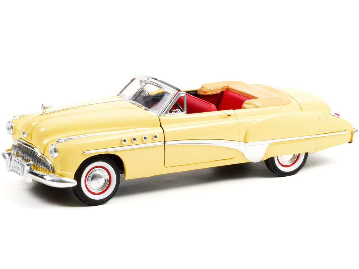 1949 Buick Roadmaster Convertible (Charlie Babbitt's) Yellow with Red Interior "Rain Man" (1988) Movie 1/18 Diecast Model Car by Greenlight - image 2