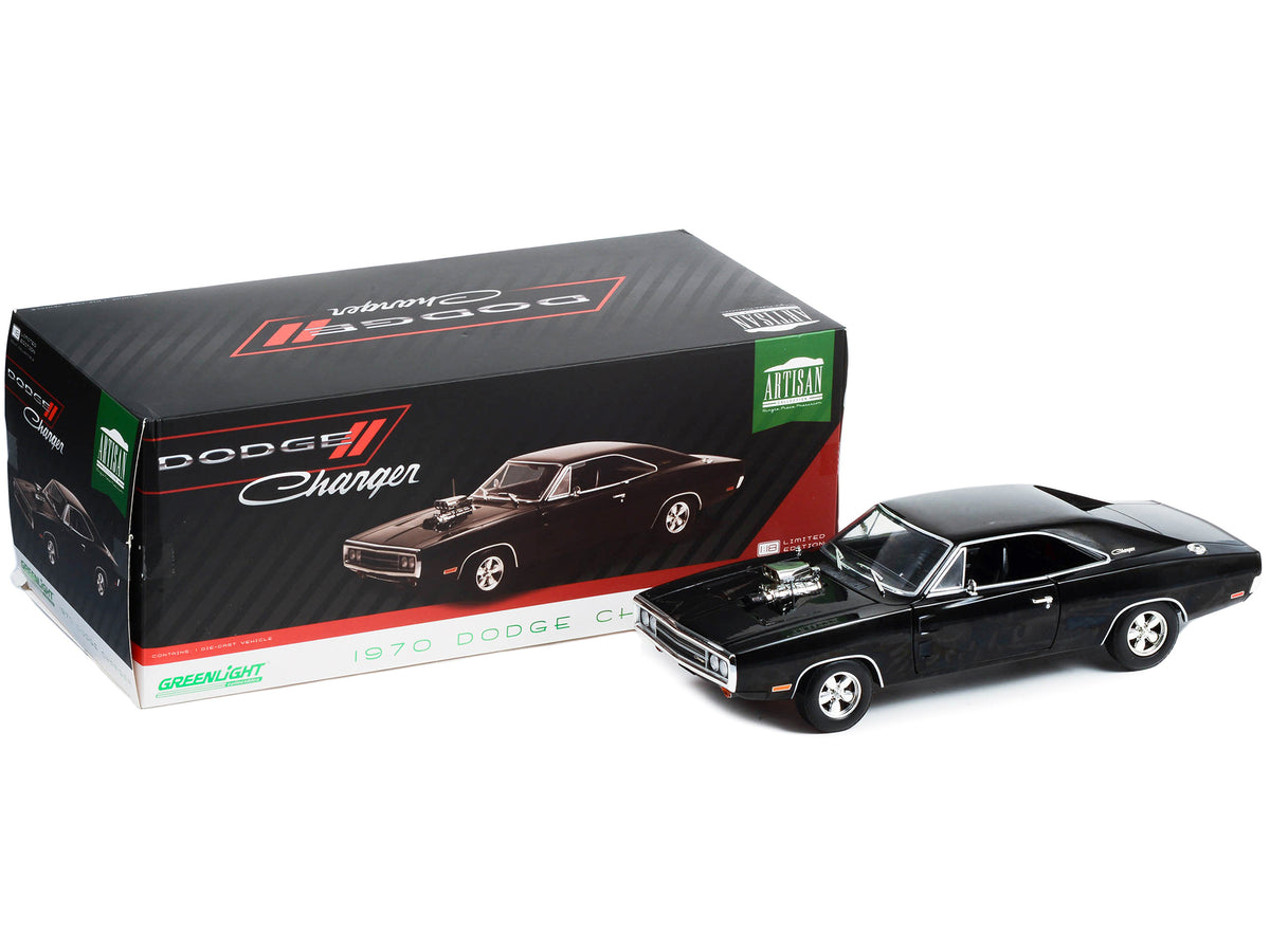 1970 Dodge Charger with Blown Engine Black "Artisan Collection" Series 1/18 Diecast Model Car by Greenlight - image 3