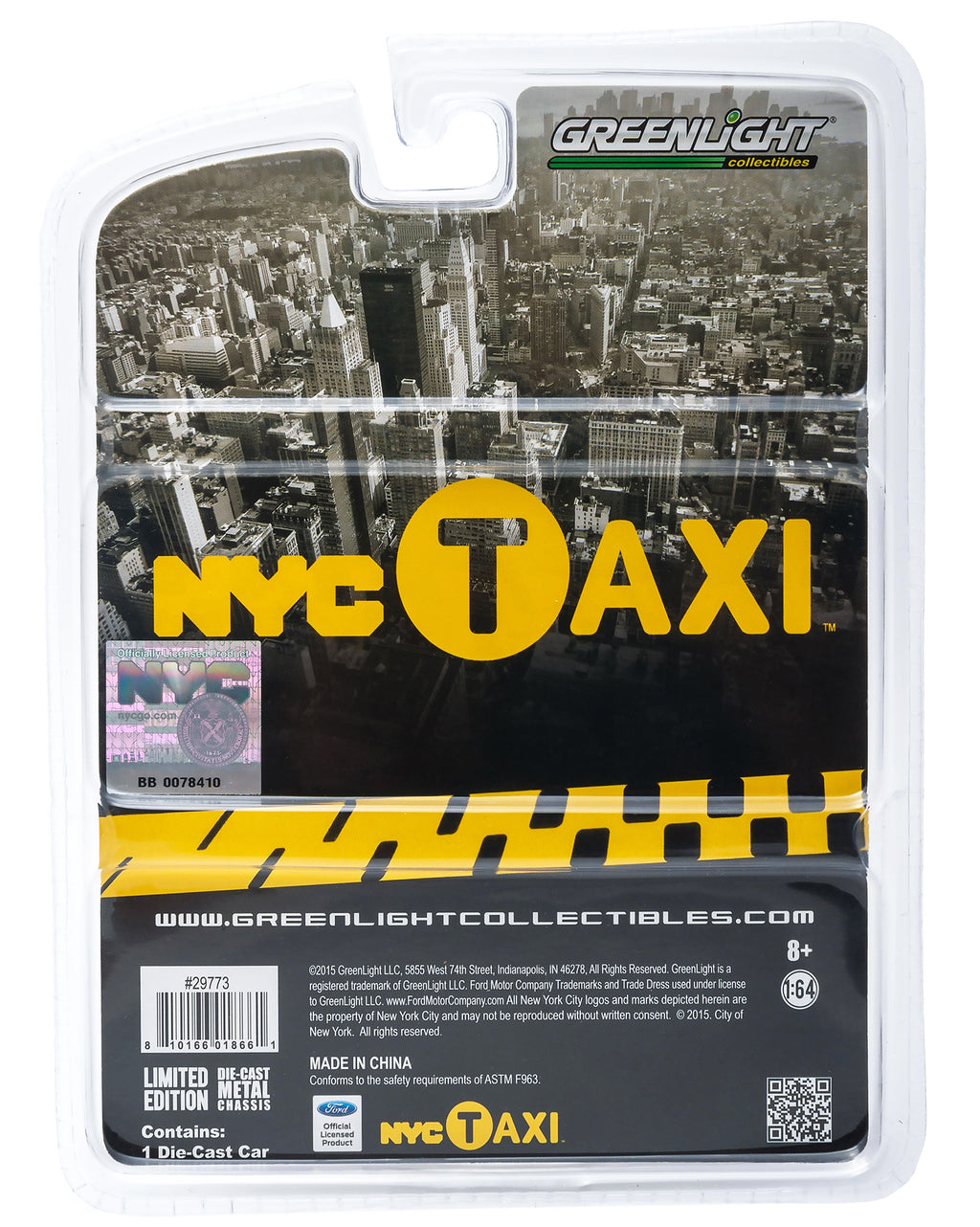 Ford Crown Victoria Yellow "NYC Taxi" (New York City) 1/64 Diecast Model Car by Greenlight - image 3