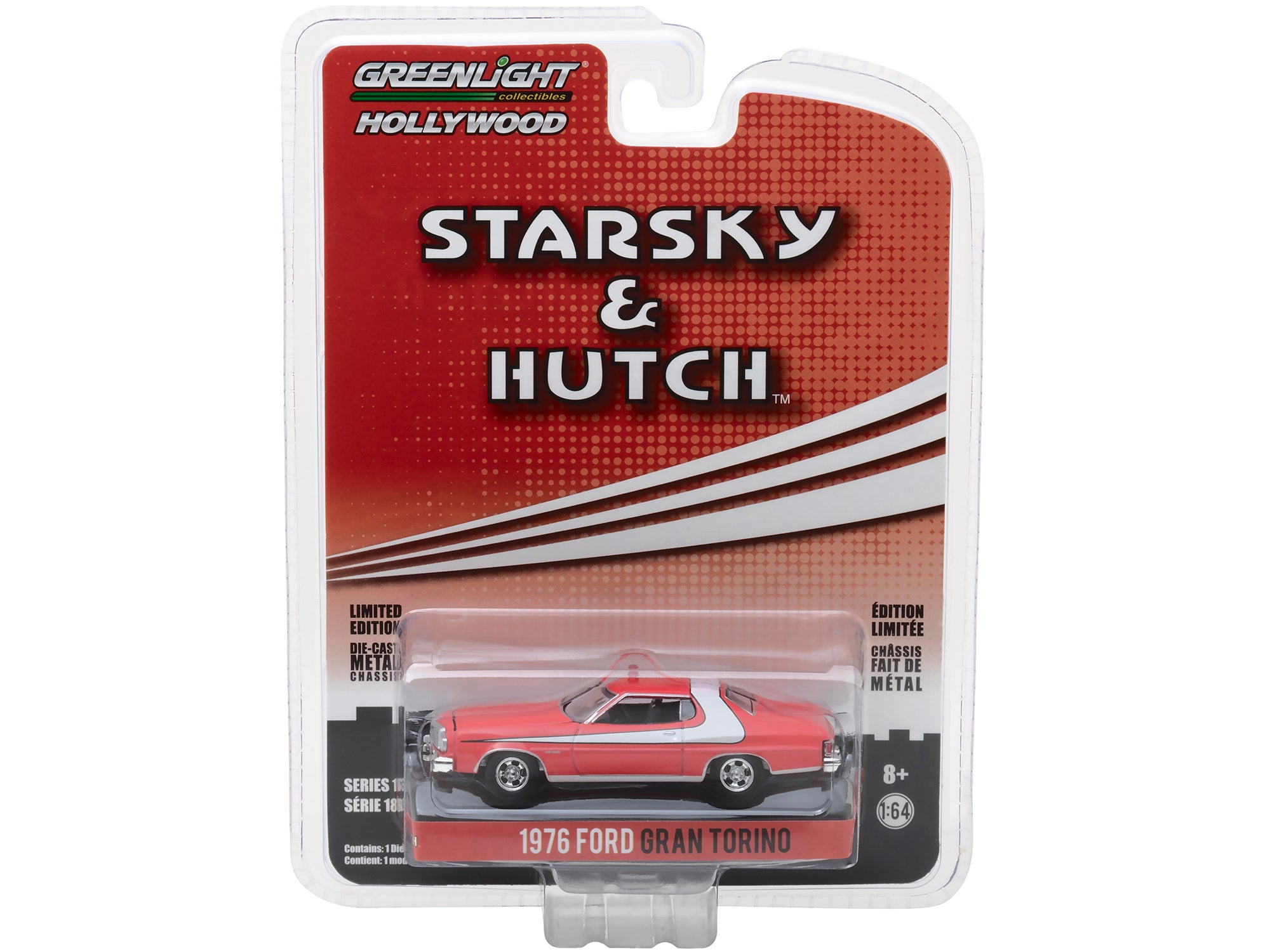1976 Ford Gran Torino Red with White Stripe "Starsky and Hutch" (1975-1979) TV Series "Hollywood Series" Release 18 1/64 Diecast Model Car by Greenlight - image 3