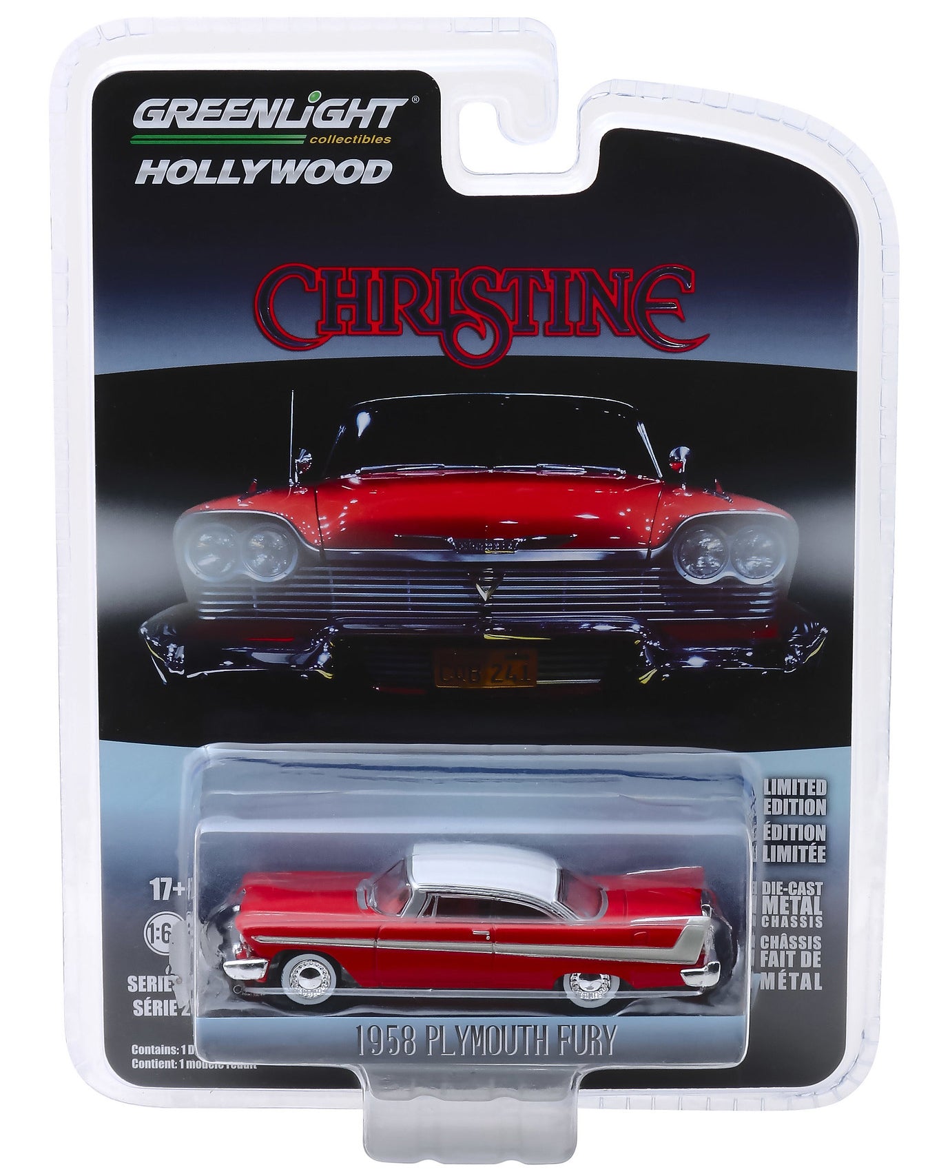 1958 Plymouth Fury Red with White Top "Christine" (1983) Movie "Hollywood Series" Release 23 1/64 Diecast Model Car by Greenlight - image 3