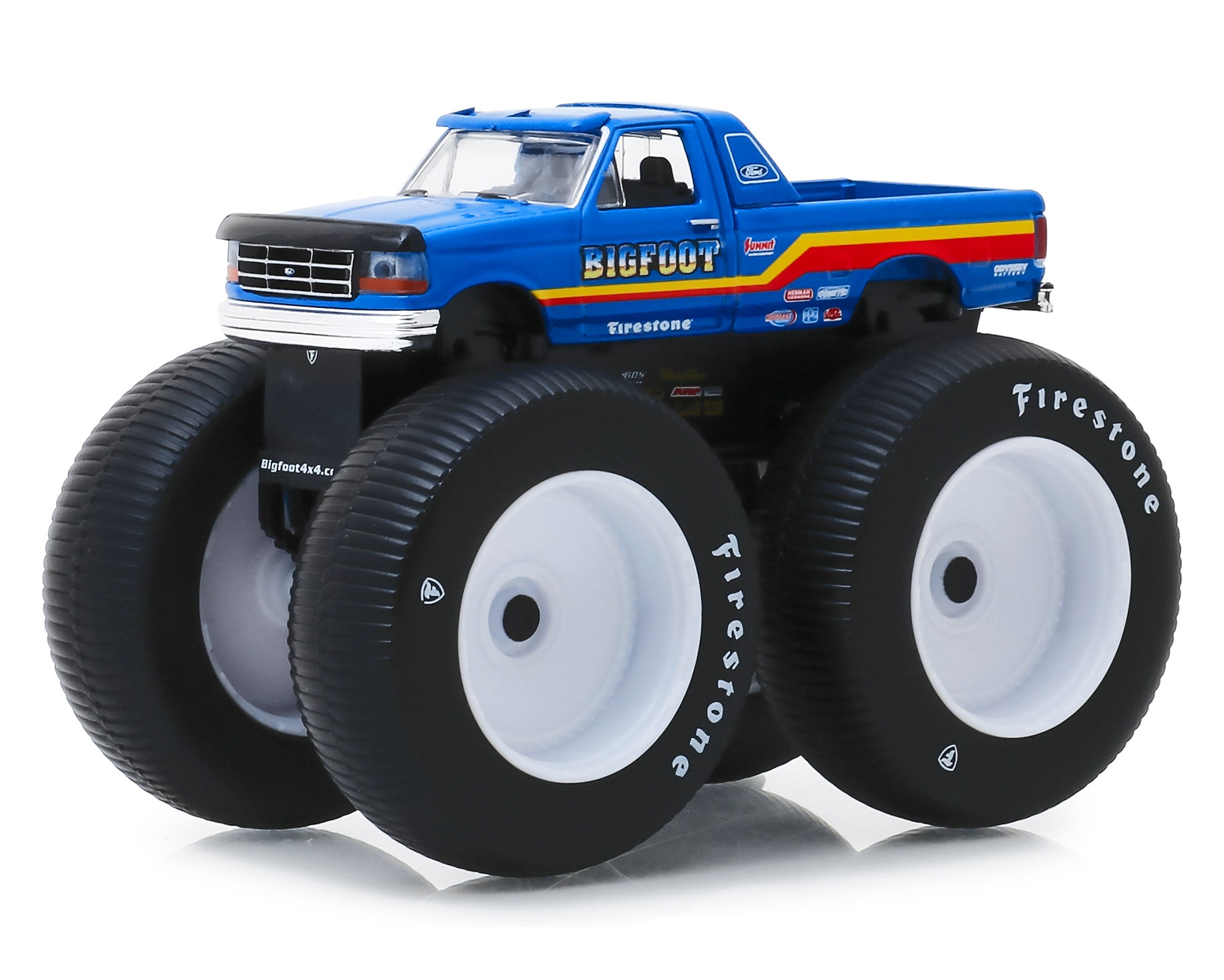 1996 Ford F-250 Monster Truck "Bigfoot #7" Metallic Blue with Stripes "Kings of Crunch" Series 5 1/64 Diecast Model Car by Greenlight - image 2