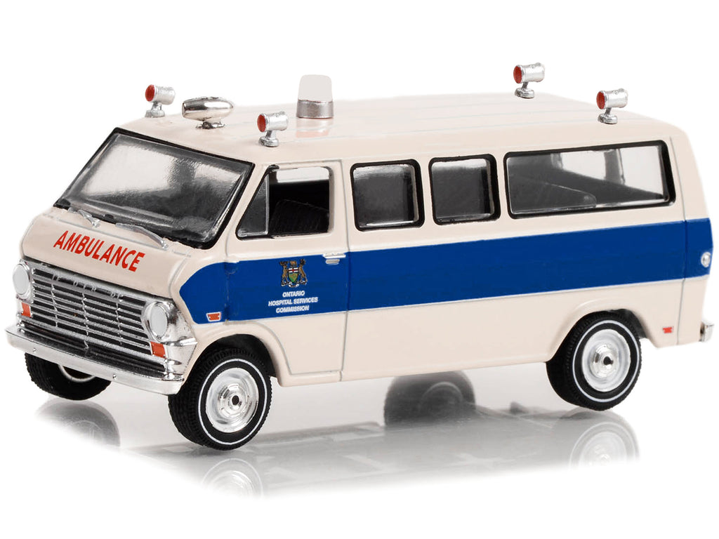 1969 Ford Econoline Ambulance Beige with Blue Stripes "Ontario Hospital Services Commission Ontario Canada" "First Responders" Series 1 1/64 Diecast Model Car by Greenlight - image 2