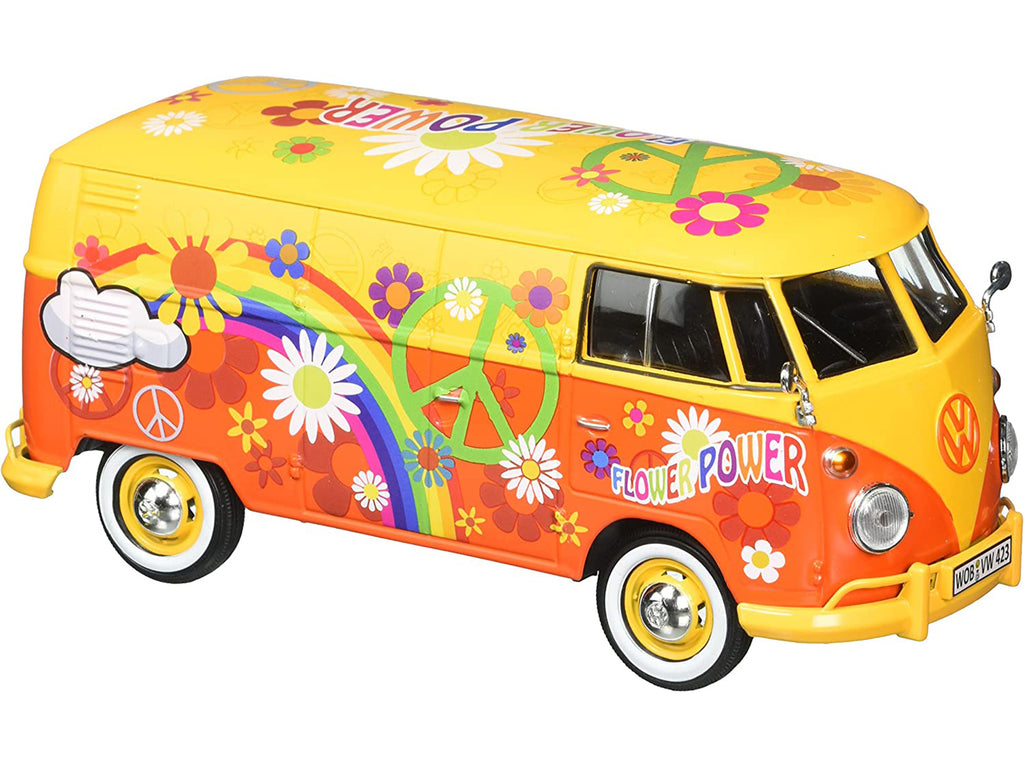 Volkswagen Type 2 (T1) Delivery Van Flower Power 1/24 Diecast Car Model by Motormax - image 2