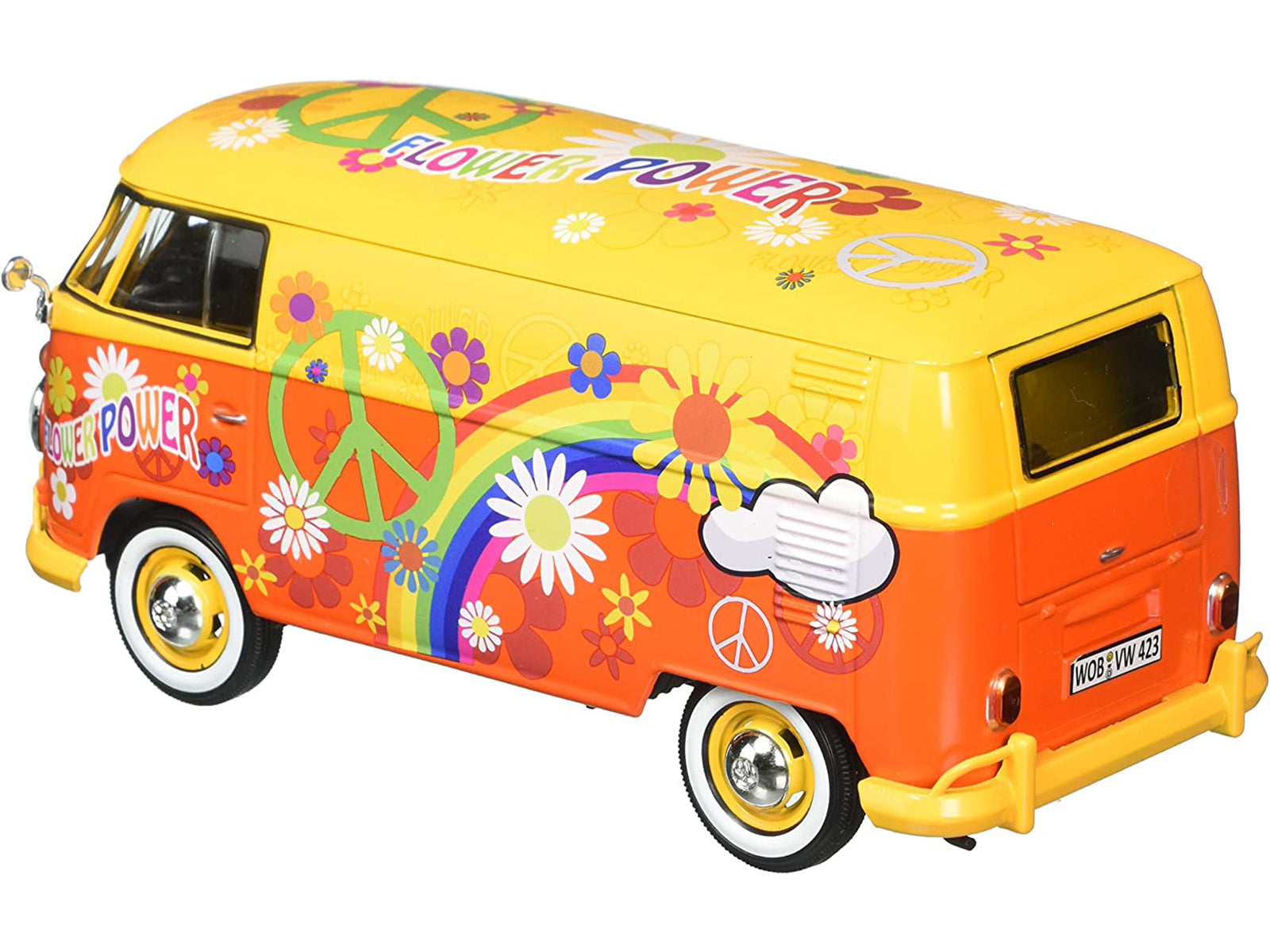 Volkswagen Type 2 (T1) Delivery Van Flower Power 1/24 Diecast Car Model by Motormax - image 3