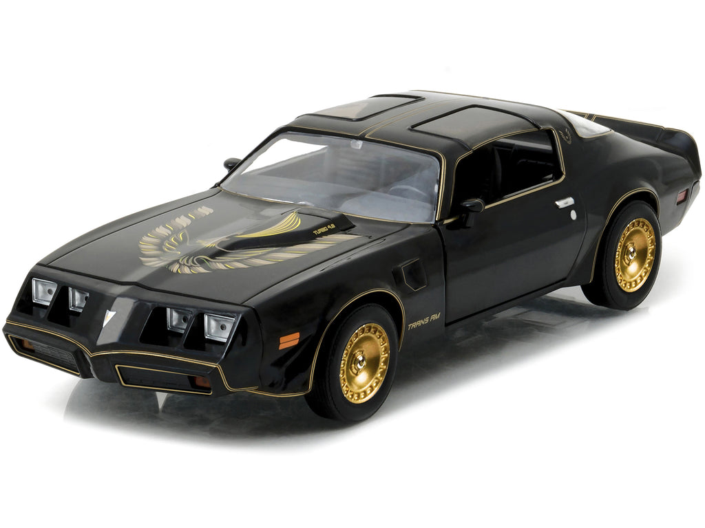 1980 Pontiac Firebird Trans Am T/A Turbo 4.9L Starlite Black with Golden Eagle Hood and Stripes 1/24 Diecast Model Car by Greenlight - image 2