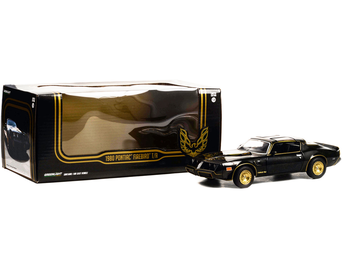 1980 Pontiac Firebird Trans Am T/A Turbo 4.9L Starlite Black with Golden Eagle Hood and Stripes 1/24 Diecast Model Car by Greenlight - image 3