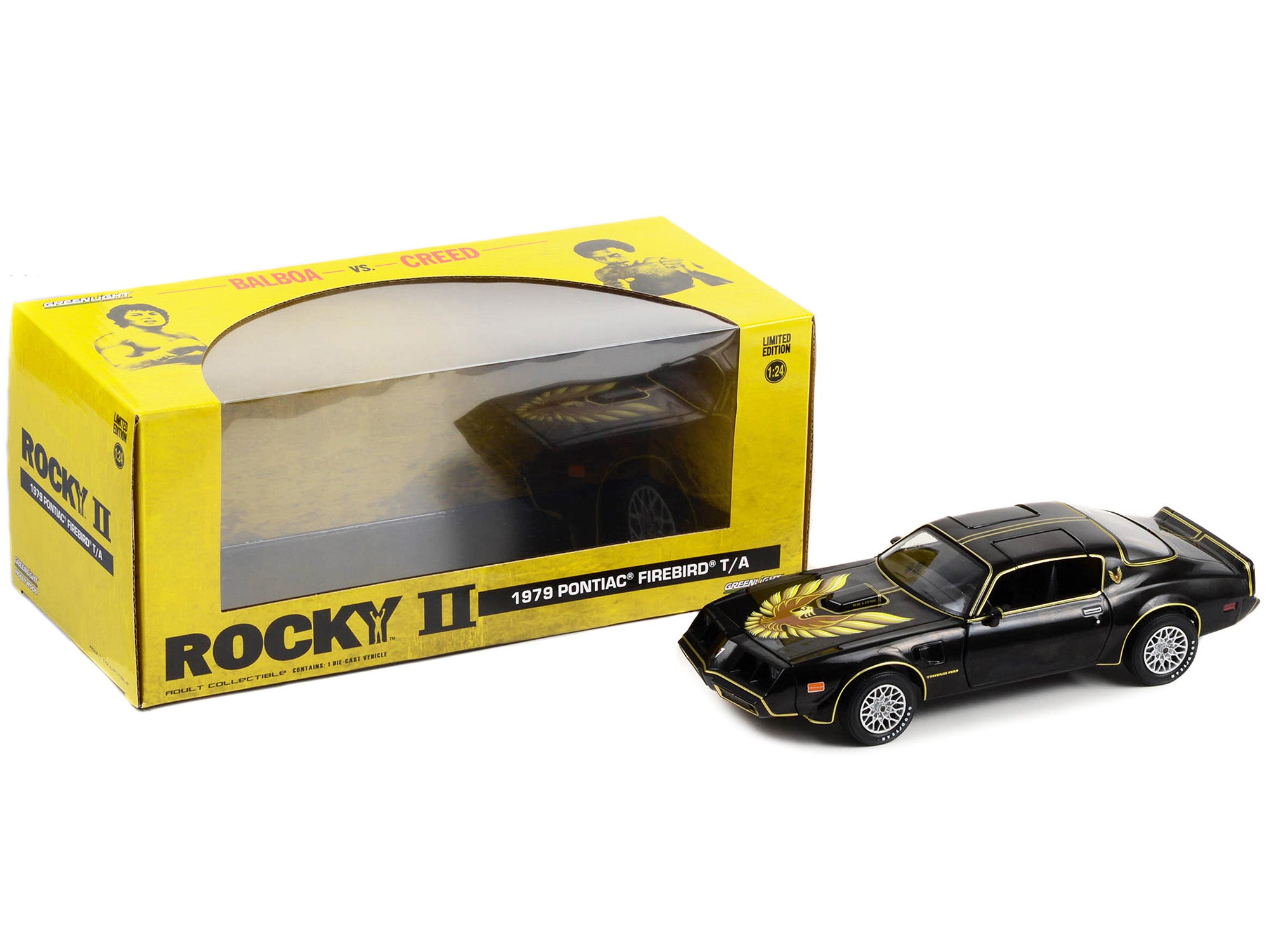 1979 Pontiac Firebird T/A Trans Am Black with Hood Phoenix "Rocky II" (1979) Movie 1/24 Diecast Model Car by Greenlight - image 3