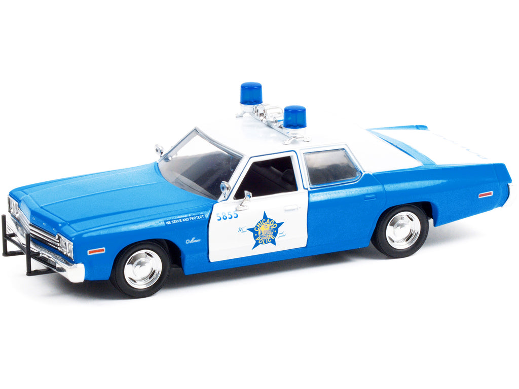 1974 Dodge Monaco Blue and White CPD "Chicago Police Department" (Illinois) "Hot Pursuit" Series 1/24 Diecast Model Car by Greenlight - image 2