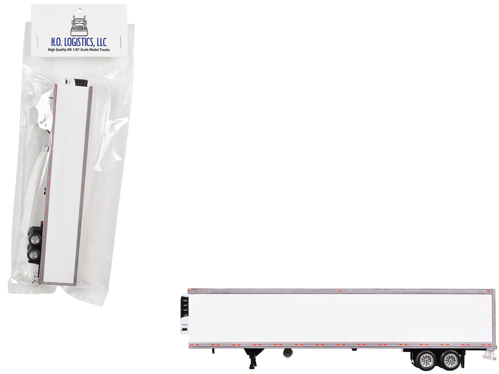 Box Dry Goods Trailer White 1/87 (HO) Scale Plastic Model by HO Logistics