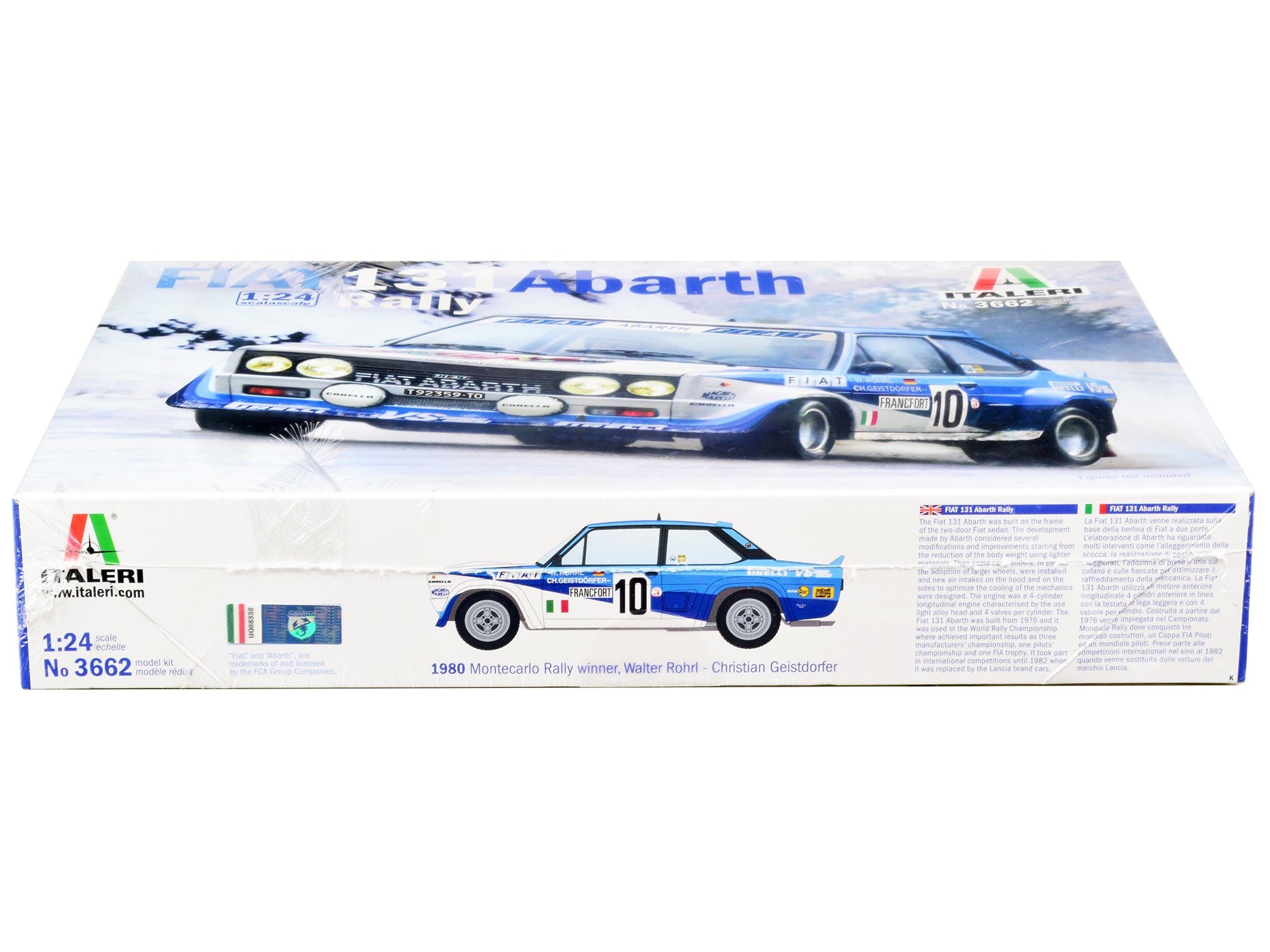 Skill 3 Model Kit Fiat 131 Abarth Rally #10 Winner "Montecarlo Rally" (1980) 1/24 Scale Model by Italeri - image 2