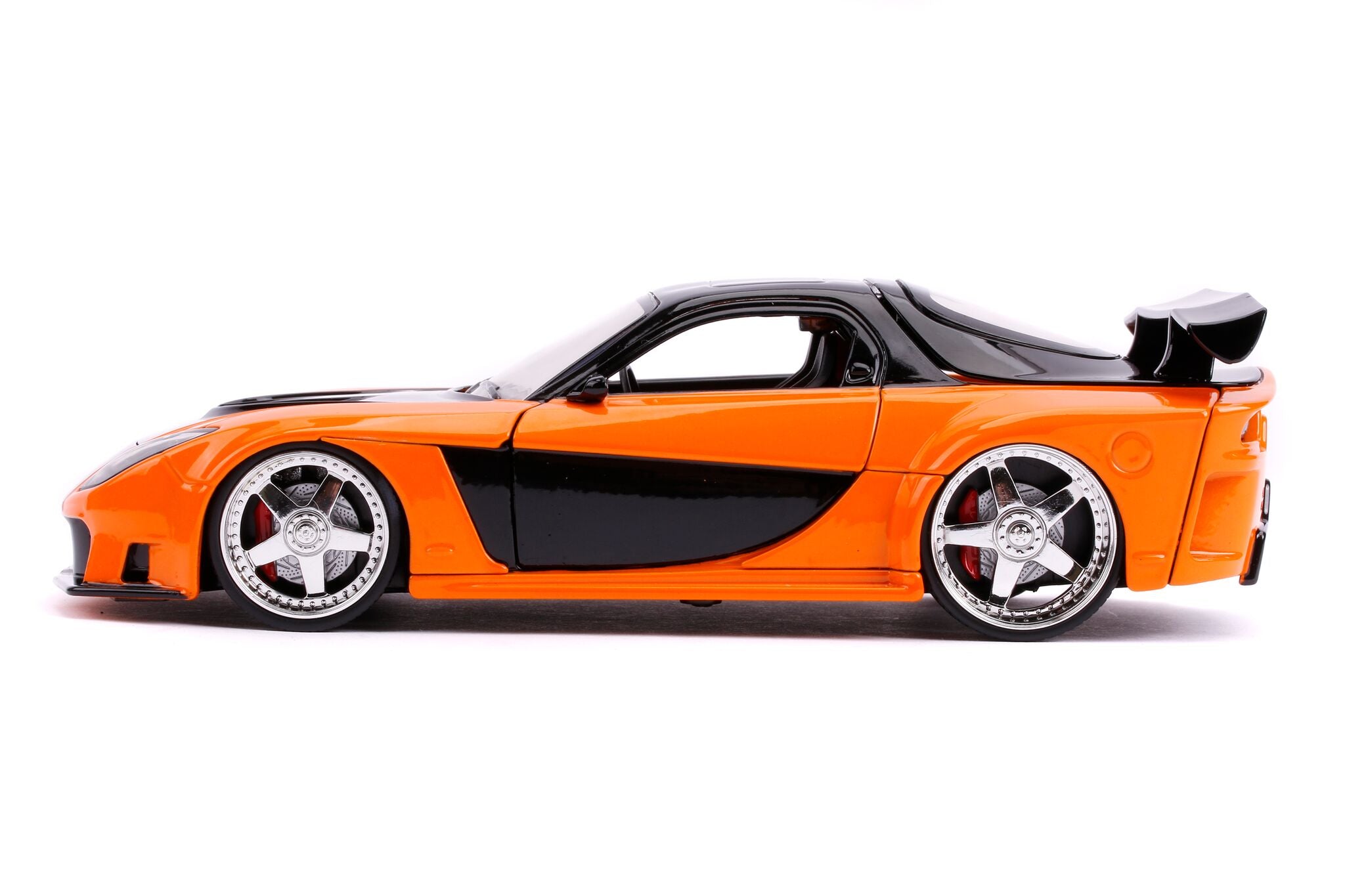 Han's Mazda RX-7 RHD (Right Hand Drive) Orange and Black "Fast & Furious" Movie 1/24 Diecast Model Car by Jada - image 3