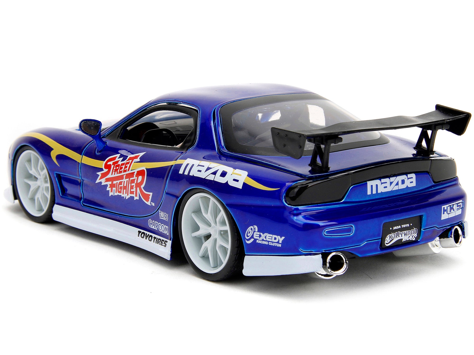 1993 Mazda RX-7 Candy Blue Metallic with Graphics and Chun-Li Diecast Figure "Street Fighter" Video Game "Anime Hollywood Rides" Series 1/24 Diecast Model Car by Jada - image 4