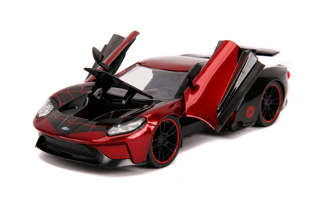 2017 Ford GT with Miles Morales Diecast Figurine "Spider Man" "Marvel" Series 1/24 Diecast Model Car by Jada - image 2