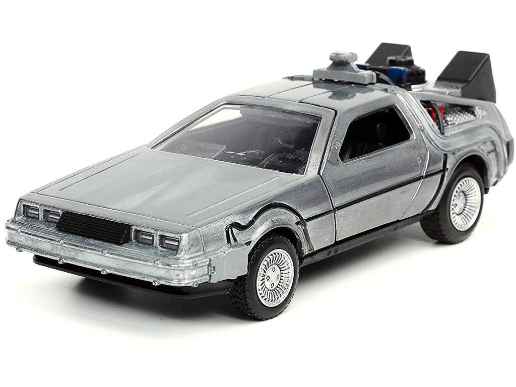 DeLorean DMC (Time Machine) Brushed Metal "Back to the Future Part I" (1985) Movie "Hollywood Rides" Series 1/32 Diecast Model Car by Jada - image 3