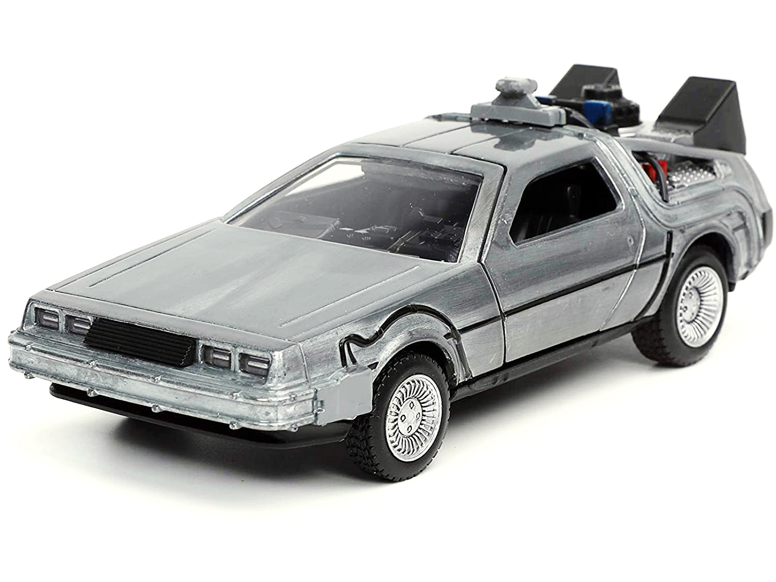 DeLorean DMC (Time Machine) Brushed Metal "Back to the Future Part I" (1985) Movie "Hollywood Rides" Series 1/32 Diecast Model Car by Jada - image 3