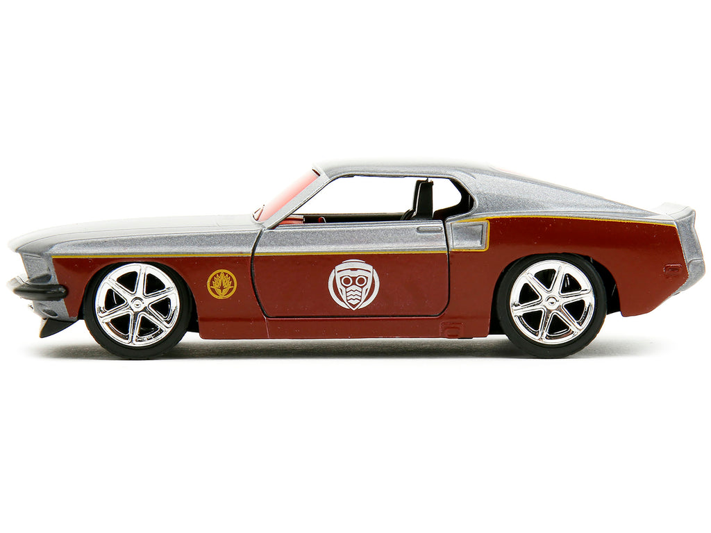 1969 Ford Mustang Silver Metallic and Dark Red and Star Lord Diecast Figure "Marvel Guardians of the Galaxy" "Hollywood Rides" Series 1/32 Diecast Model Car by Jada - image 3