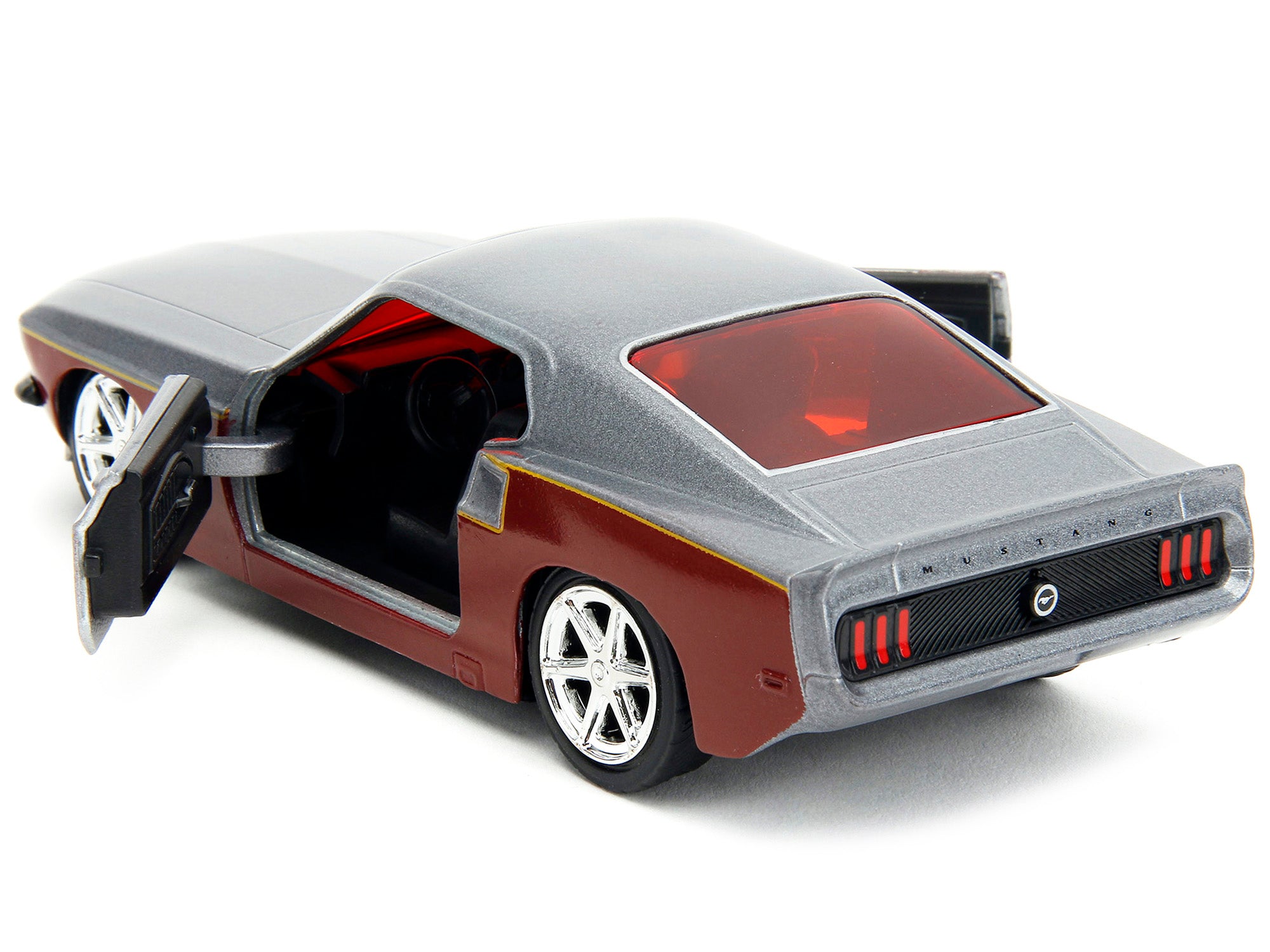 1969 Ford Mustang Silver Metallic and Dark Red and Star Lord Diecast Figure "Marvel Guardians of the Galaxy" "Hollywood Rides" Series 1/32 Diecast Model Car by Jada - image 4