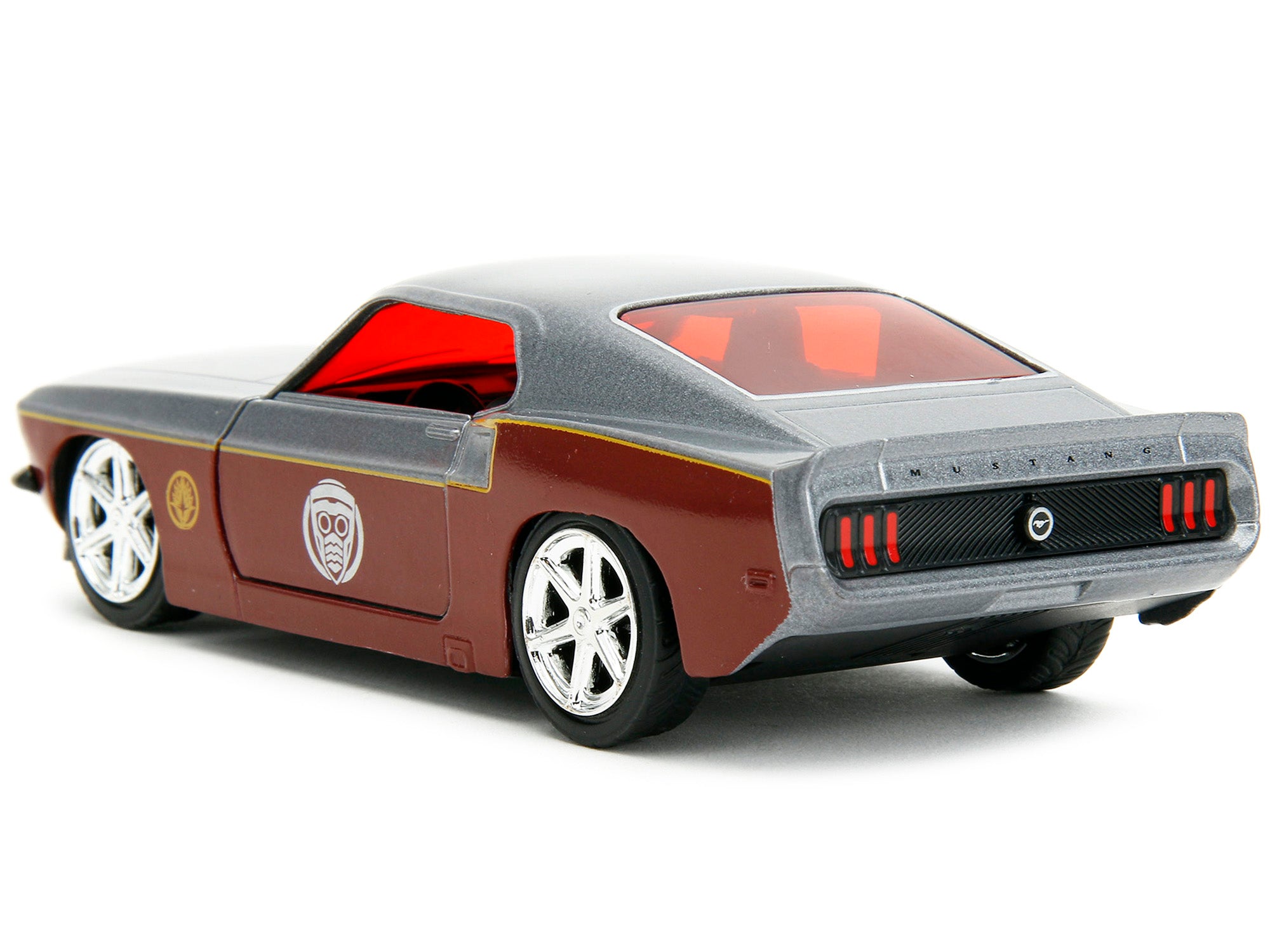 1969 Ford Mustang Silver Metallic and Dark Red and Star Lord Diecast Figure "Marvel Guardians of the Galaxy" "Hollywood Rides" Series 1/32 Diecast Model Car by Jada - image 5