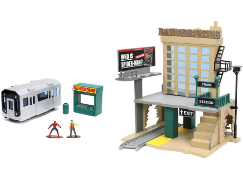 "Daily Bugle" and Subway Diorama Set with Spider-Man and J. Jonah Jameson Diecast Figures "Marvel's Spider-Man" "Nano Scene" Series Models by Jada - image 2