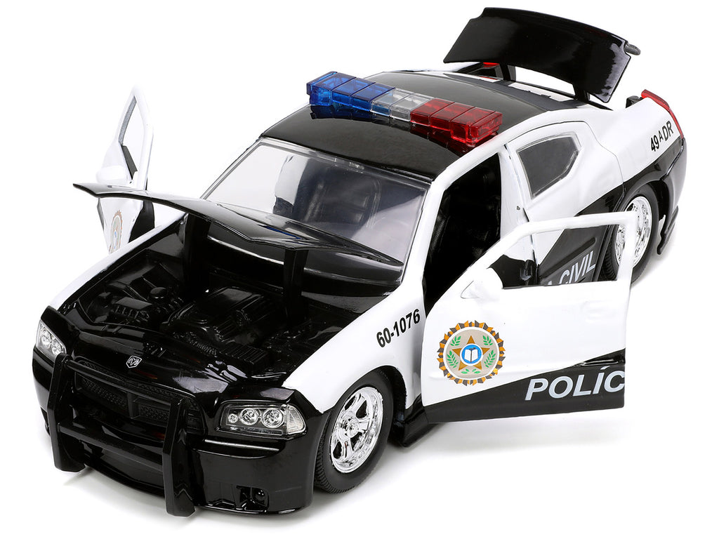 2006 Dodge Charger Police Black and White "Policia Civil" "Fast & Furious" Series 1/24 Diecast Model Car by Jada - image 2