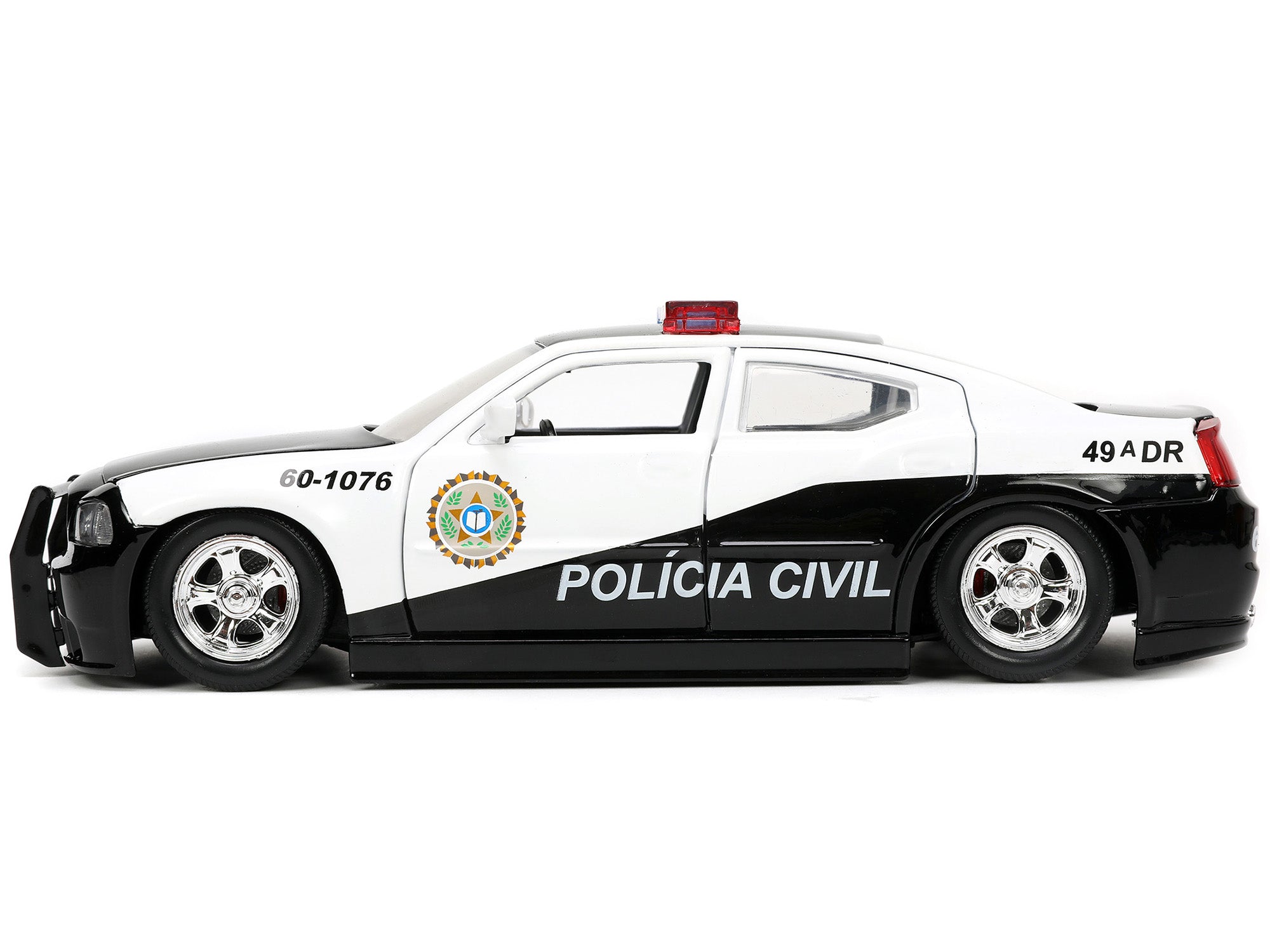 2006 Dodge Charger Police Black and White "Policia Civil" "Fast & Furious" Series 1/24 Diecast Model Car by Jada - image 3