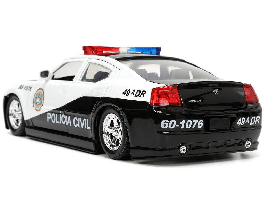2006 Dodge Charger Police Black and White "Policia Civil" "Fast & Furious" Series 1/24 Diecast Model Car by Jada - image 5