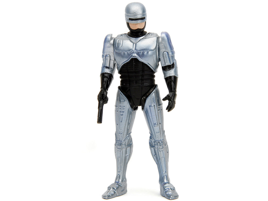Ford Taurus OCP Matt Black "Detroit Police" and Robocop Diecast Figure 35th Anniversary "Robocop" (1987) Movie "Hollywood Rides" Series 1/24 Diecast Model Car by Jada - image 5