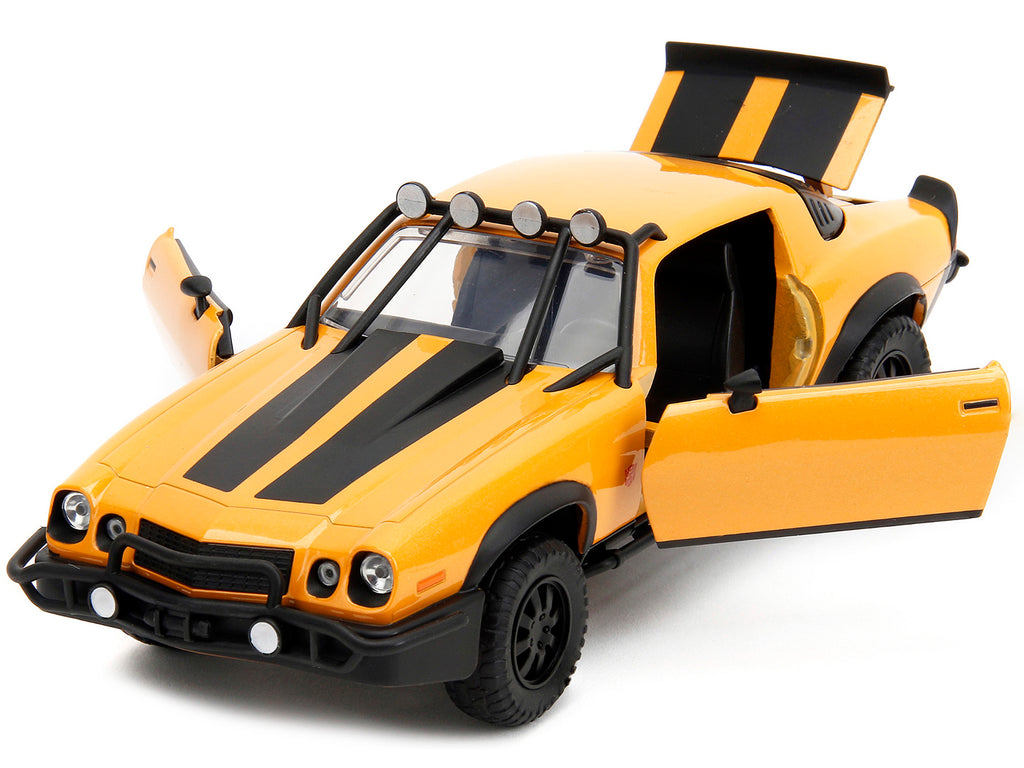 1977 Chevrolet Camaro Off-Road Version "Bumblebee" Yellow Metallic with Black Stripes and Transformers Logo Diecast Statue "Transformers: Rise of the Beasts" (2023) Movie "Hollywood Rides" Series 1/24 Diecast Model Car by Jada - image 2