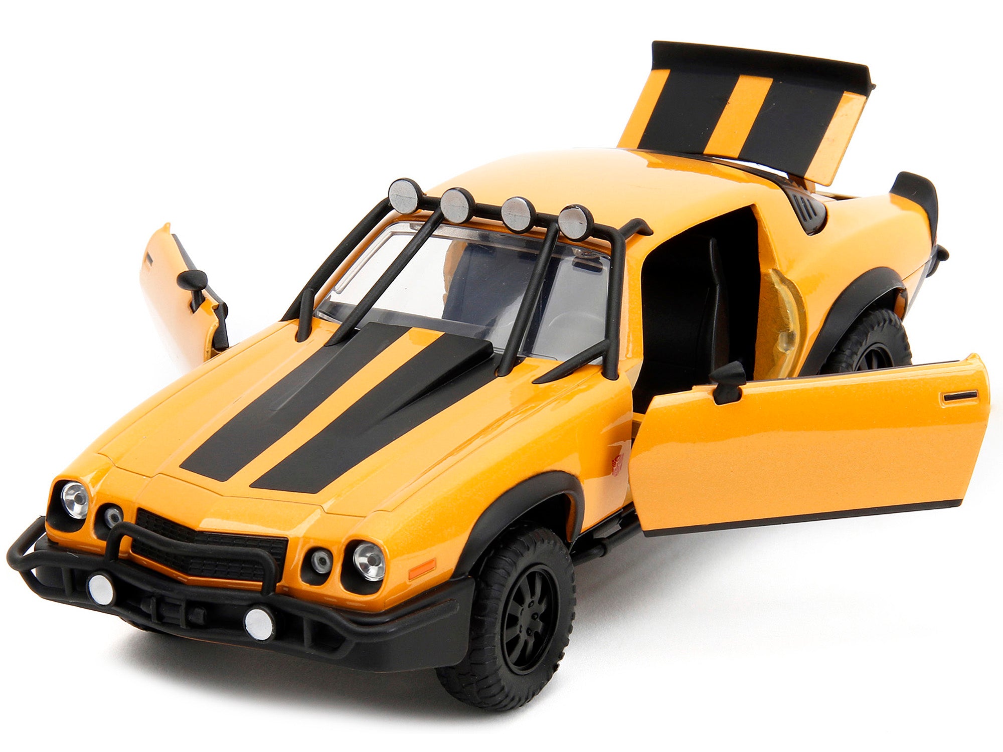 1977 Chevrolet Camaro Off-Road Version "Bumblebee" Yellow Metallic with Black Stripes and Transformers Logo Diecast Statue "Transformers: Rise of the Beasts" (2023) Movie "Hollywood Rides" Series 1/24 Diecast Model Car by Jada - image 2