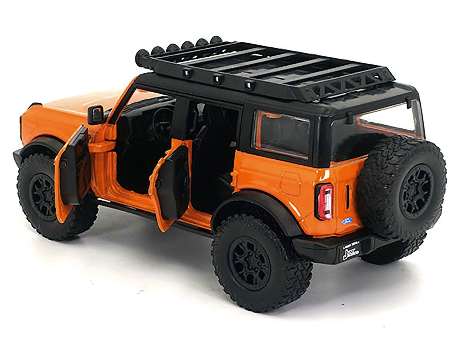2021 Ford Bronco Orange with Black Stripes and Roof Rack "Just Trucks" Series 1/24 Diecast Model Car by Jada - image 2