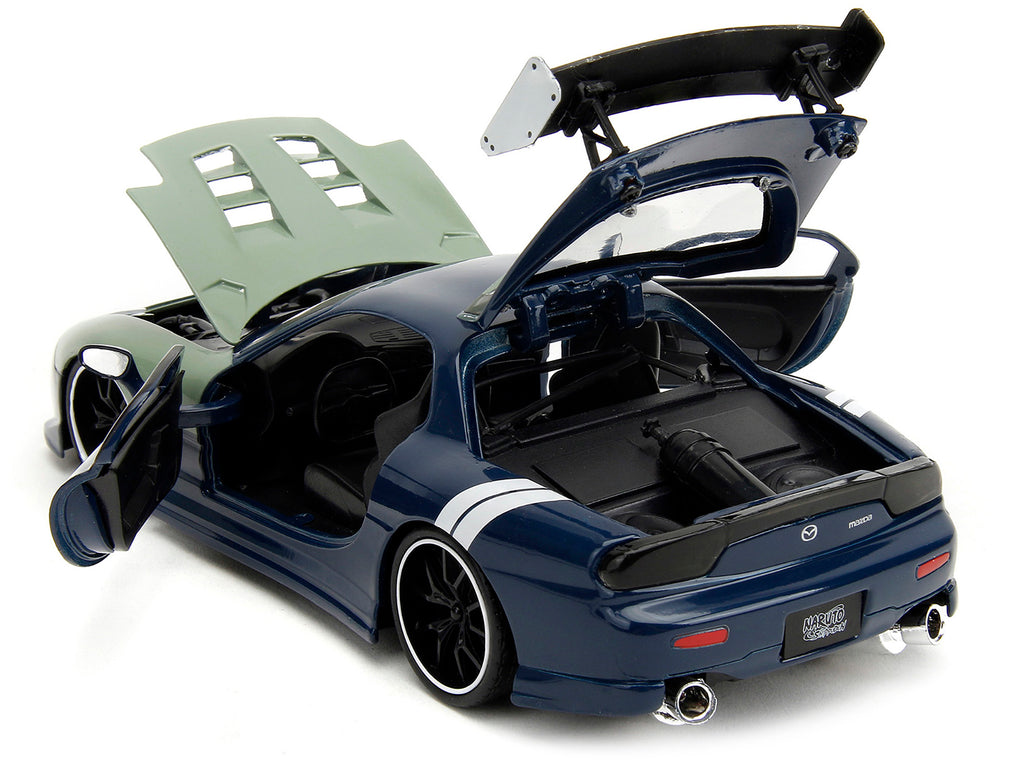 1993 Mazda RX-7 Dark Blue with Green Hood and Kakashi Hatake Diecast Figure "Naruto Shippuden" (2009-2017) TV Series "Anime Hollywood Rides" Series 1/24 Diecast Model Car by Jada - image 3