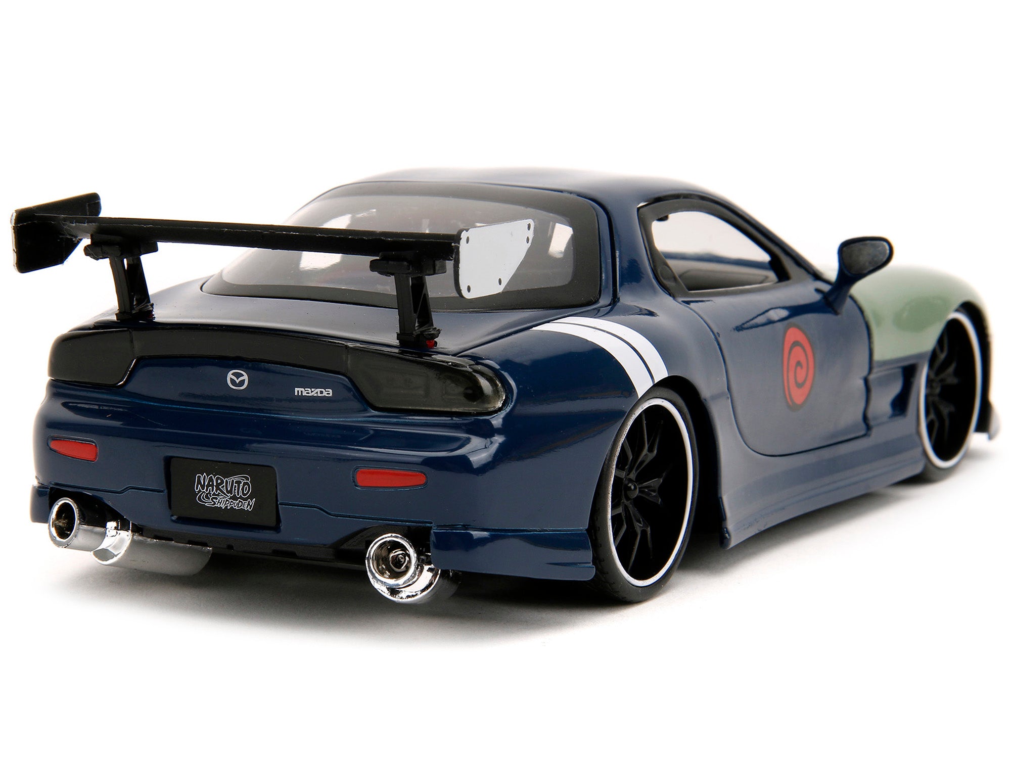 1993 Mazda RX-7 Dark Blue with Green Hood and Kakashi Hatake Diecast Figure "Naruto Shippuden" (2009-2017) TV Series "Anime Hollywood Rides" Series 1/24 Diecast Model Car by Jada - image 4