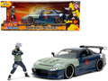 1993 Mazda RX-7 Dark Blue with Green Hood and Kakashi Hatake Diecast Figure "Naruto Shippuden" (2009-2017) TV Series "Anime Hollywood Rides" Series 1/24 Diecast Model Car by Jada