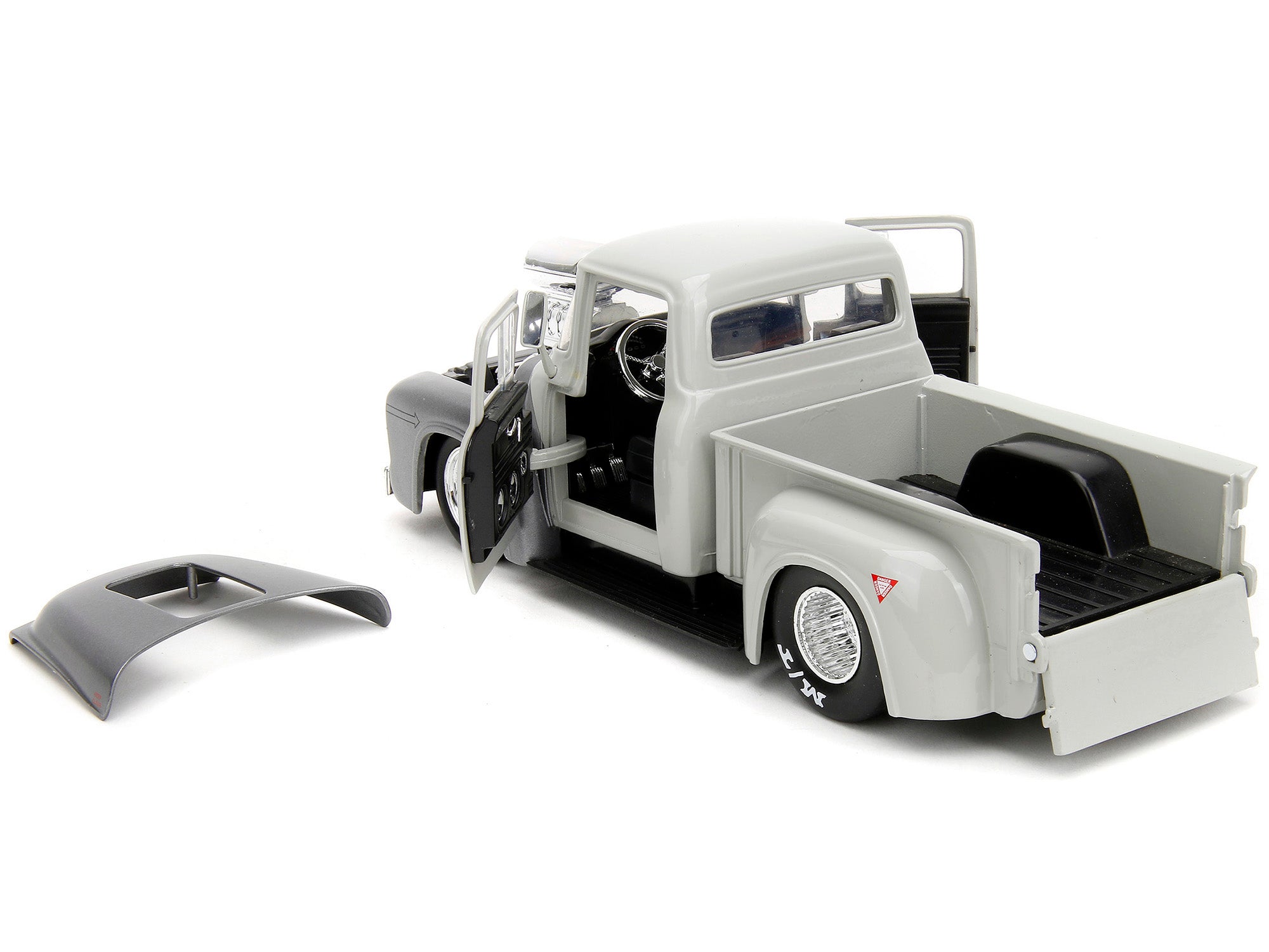 1956 Ford F-100 Pickup Truck Tan and Gray Metallic and Guile Diecast Figure "Street Fighter" Video Game "Anime Hollywood Rides" Series 1/24 Diecast Model Car by Jada - image 3