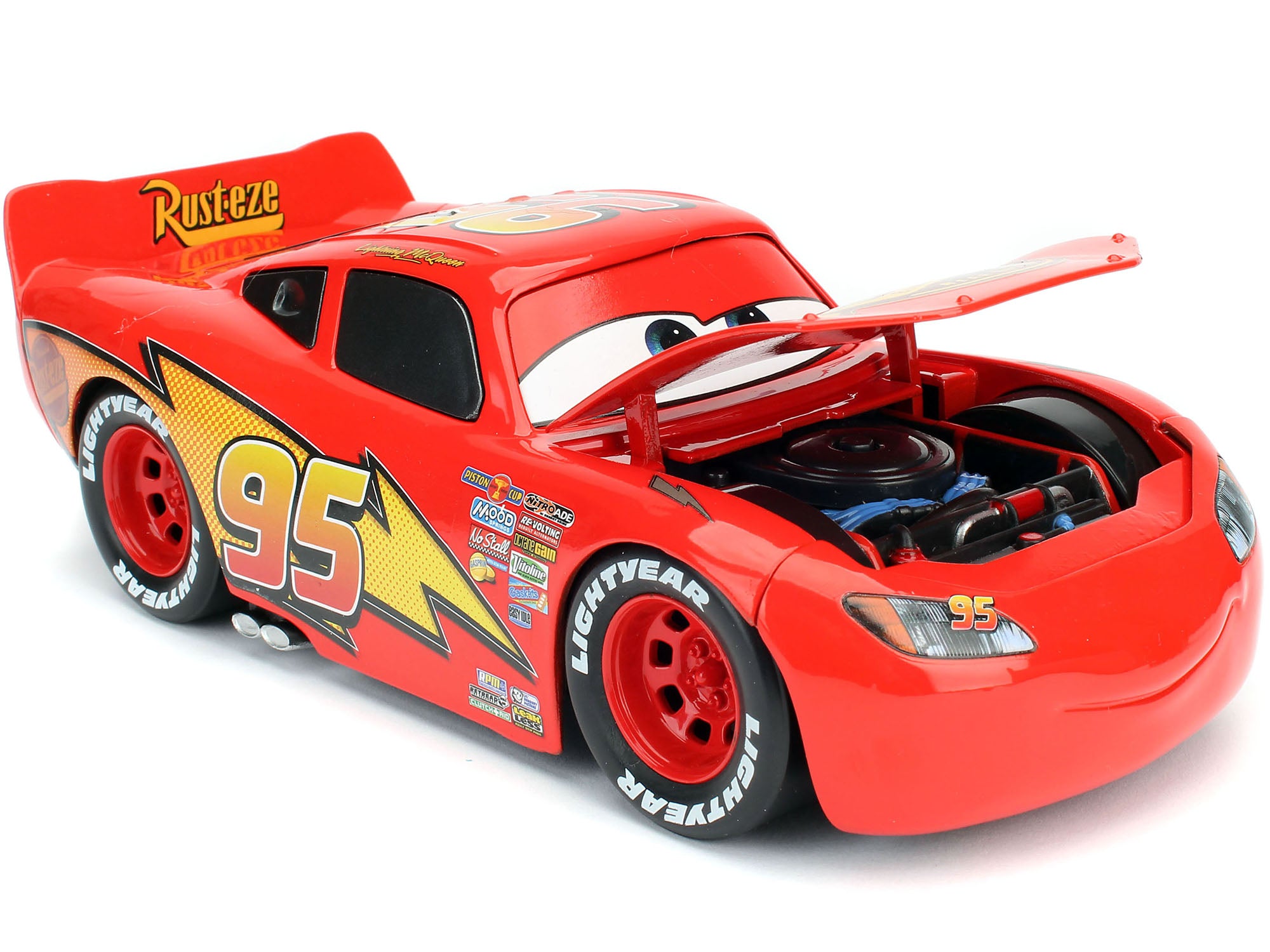 Lightning McQueen #95 Red with Extra Wheels Disney & Pixar "Cars" Movie "Hollywood Rides" Series Diecast Model Car by Jada - image 2