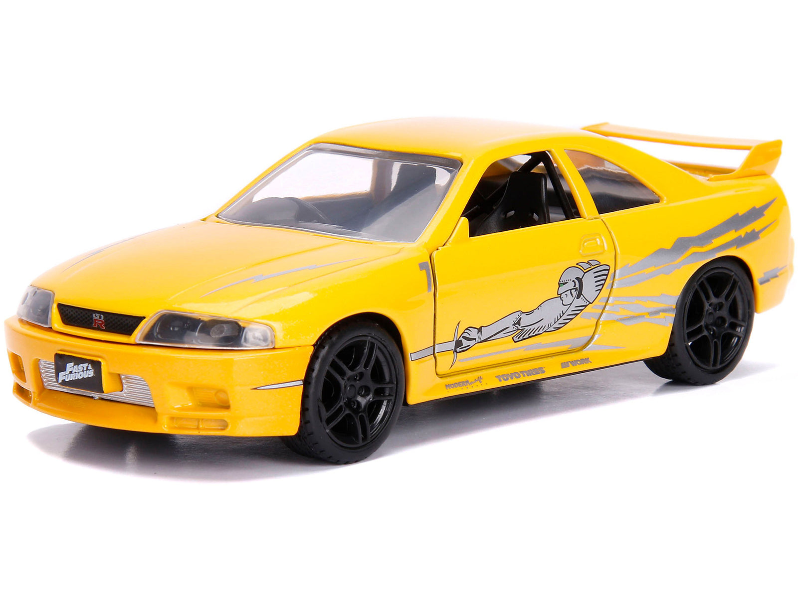 Leon's Nissan Skyline GT-R (BCNR33) Yellow Metallic with Graphics "Fast & Furious" Series 1/32 Diecast Model Car by Jada - image 3