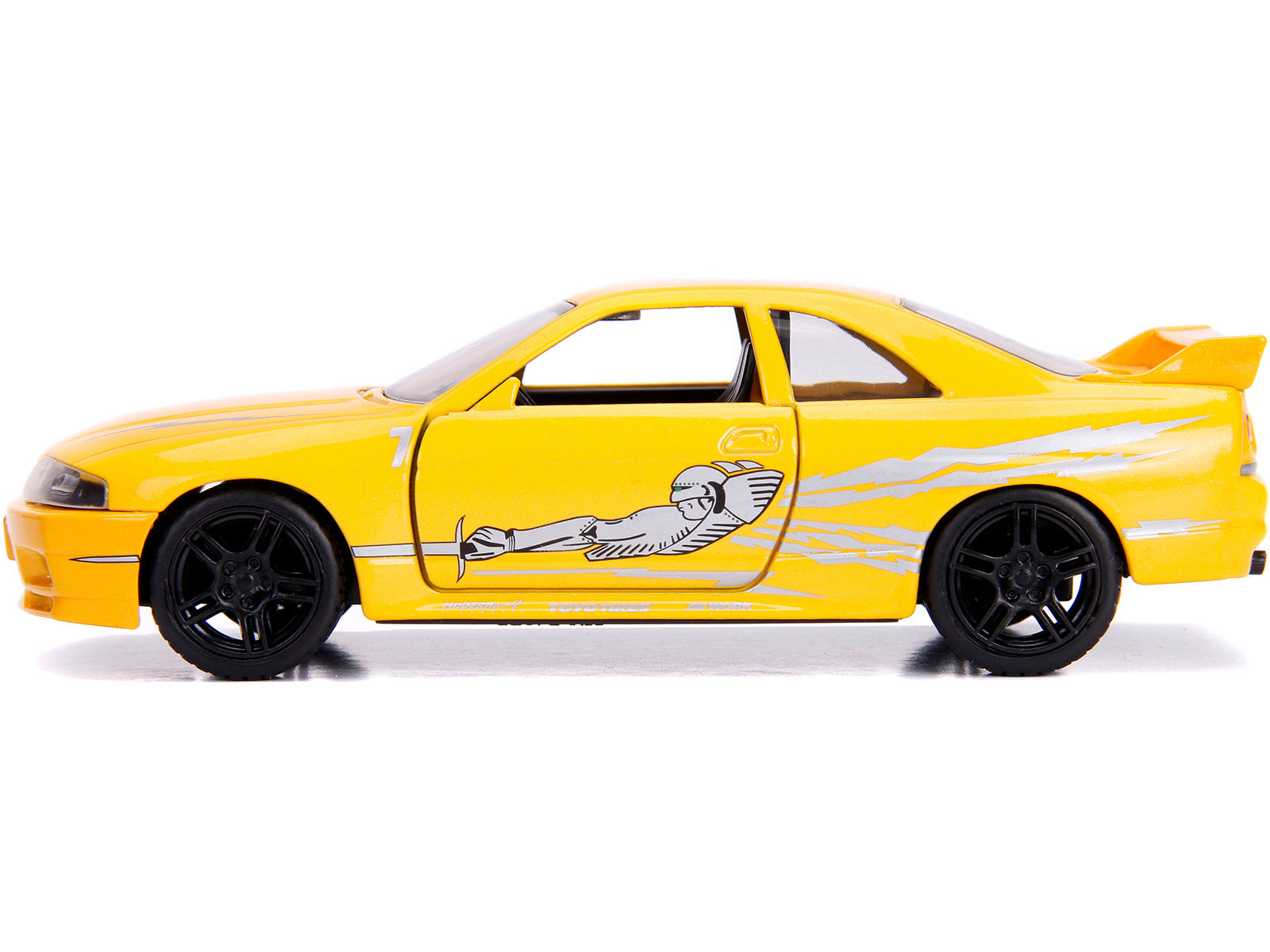 Leon's Nissan Skyline GT-R (BCNR33) Yellow Metallic with Graphics "Fast & Furious" Series 1/32 Diecast Model Car by Jada - image 2
