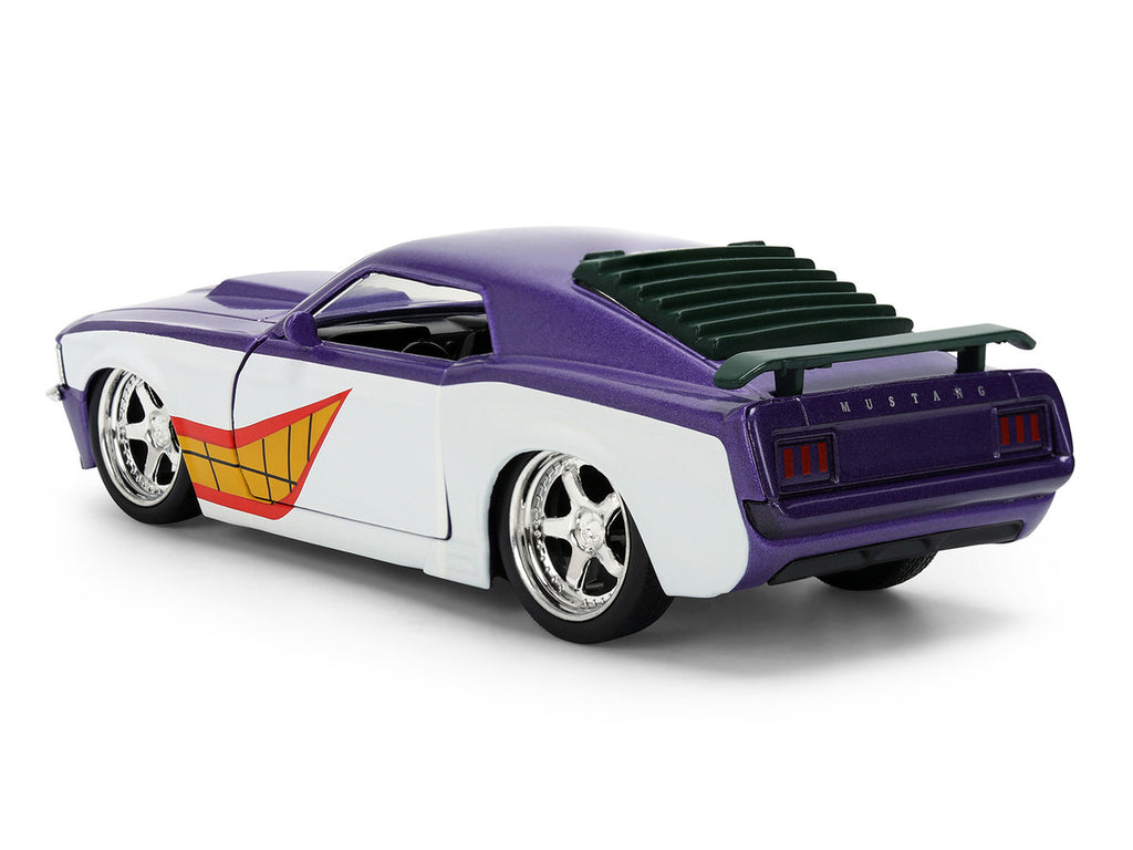 1970 Ford Mustang Boss "Joker" Livery Purple Metallic and White with Graphics "Batman" Franchise "Hollywood Rides" Series 1/32 Diecast Model Car by Jada — photo 5