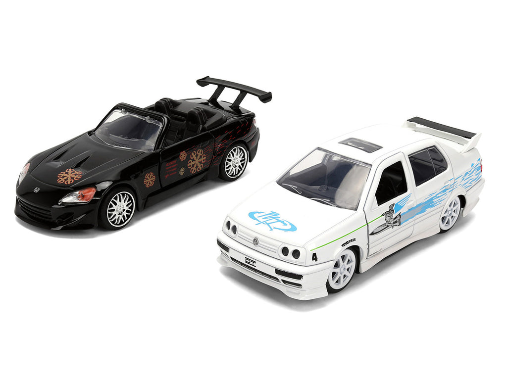 Honda S2000 Black with Graphics and Volkswagen Jetta White with Graphics Set of 2 pieces "25 Years of Fast & Furious" Series 1/32 Diecast Model Cars by Jada — photo 2