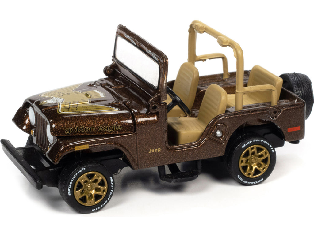 Jeep CJ-5 Mocha Brown Metallic with Golden Eagle Graphics "Classic Gold Collection" Series Limited Edition to 7418 pieces Worldwide 1/64 Diecast Model Car by Johnny Lightning - image 3