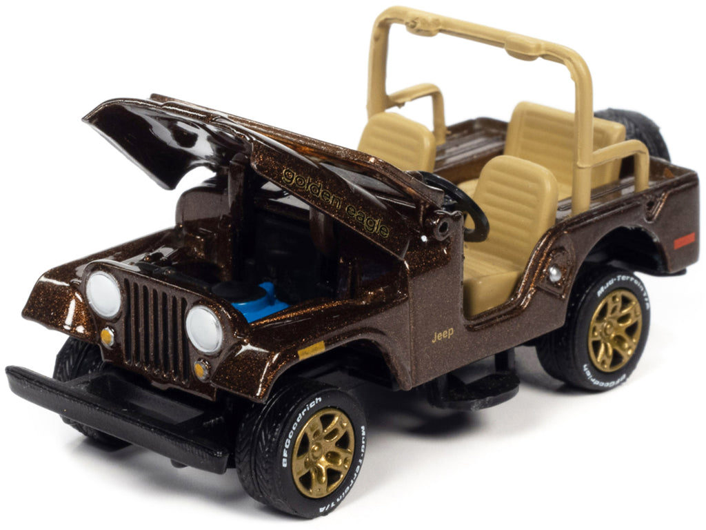 Jeep CJ-5 Mocha Brown Metallic with Golden Eagle Graphics "Classic Gold Collection" Series Limited Edition to 7418 pieces Worldwide 1/64 Diecast Model Car by Johnny Lightning - image 2