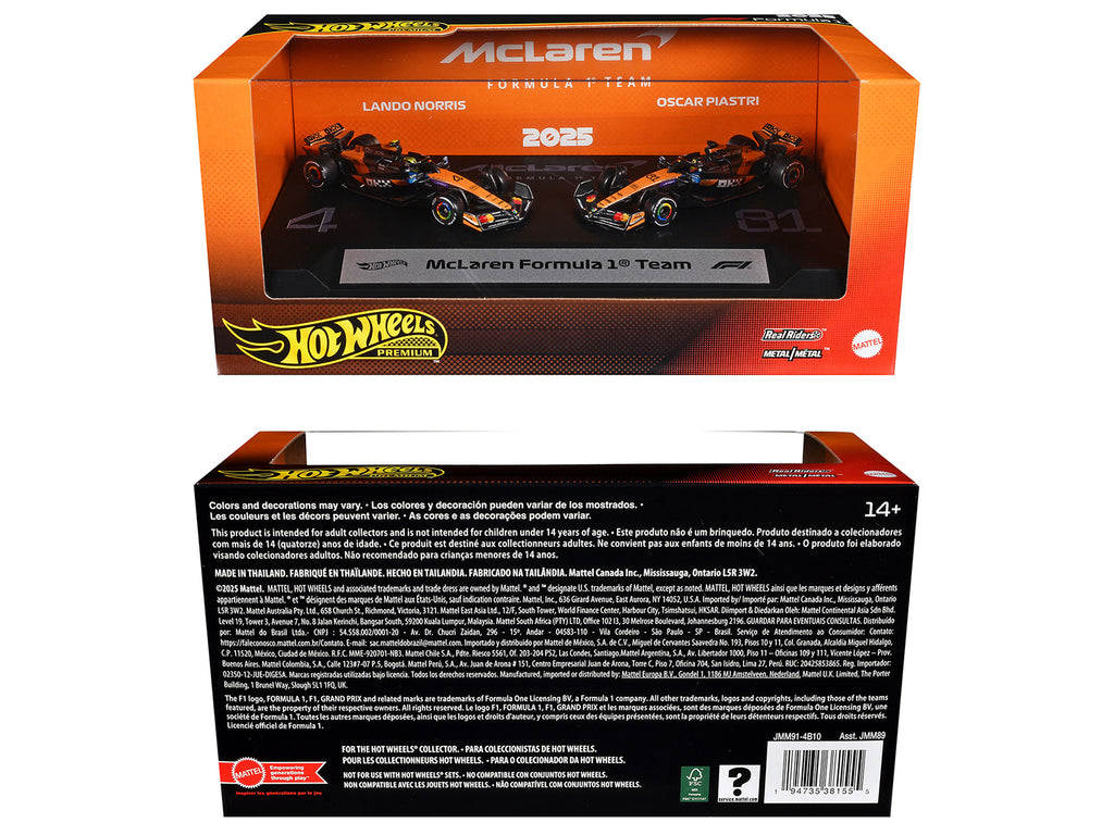 "McLaren Formula 1 Team" Formula One F1 World Championship (2025) 2 Piece Set Diecast Model Cars by Hot Wheels - image 3