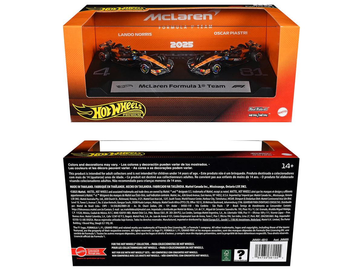 "McLaren Formula 1 Team" Formula One F1 World Championship (2025) 2 Piece Set Diecast Model Cars by Hot Wheels - image 3