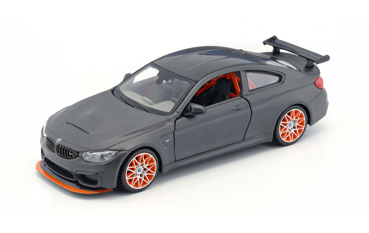 BMW M4 GTS Gray with Carbon Top and Orange Wheels 1/24 Diecast Model Car by Maisto - image 2