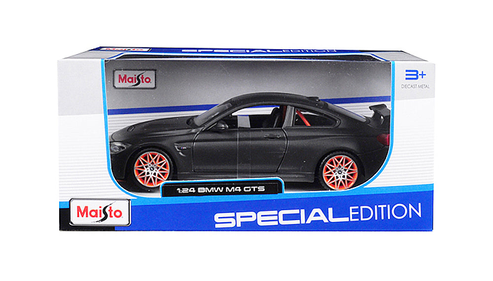 BMW M4 GTS Gray with Carbon Top and Orange Wheels 1/24 Diecast Model Car by Maisto - image 3