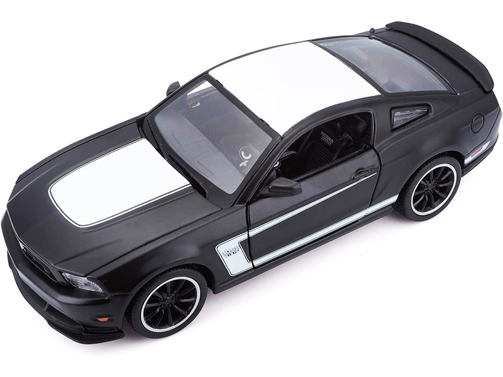 2012 Ford Mustang Boss 302 Matt Black and White 1/24 Diecast Model Car by Maisto - image 5
